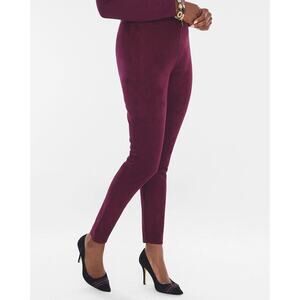 Chico's Ankle Leggings Women 1 (M/8) Red Faux Knit Suede Burgundy